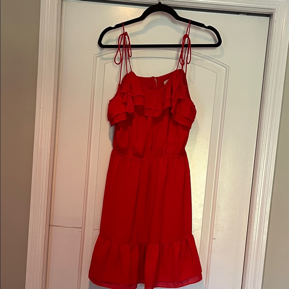Moon River Vibrant Red Ruffle Dress